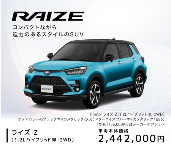 トヨタのコンパクトSUV「ライズ」 | 新潟トヨペット